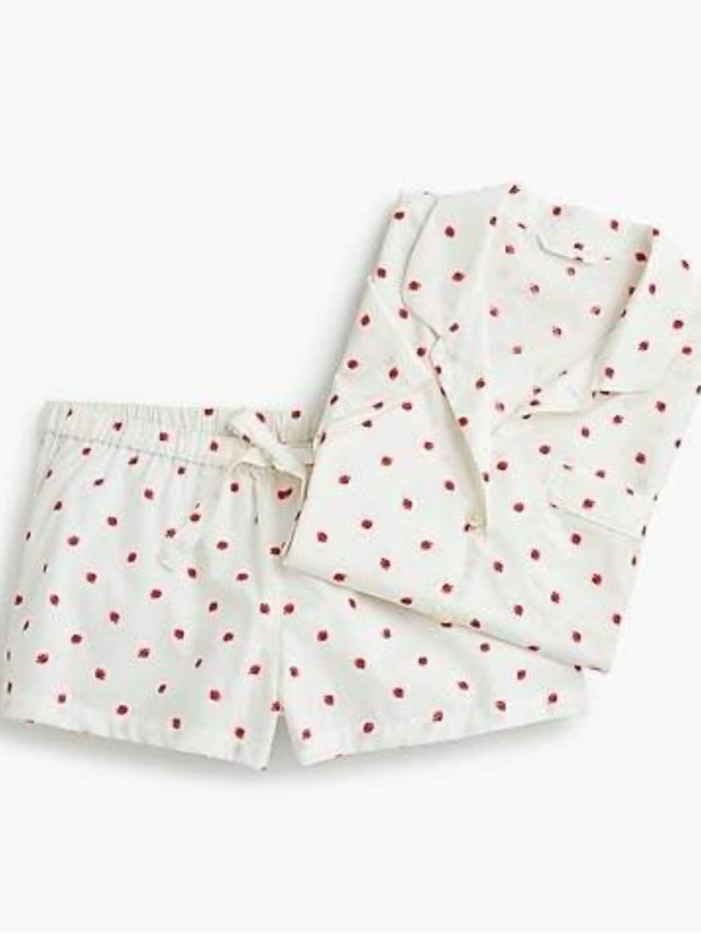 J. Crew White Cotton Short Sleeve Pajama Top  Red Strawberry Print 100% cotton